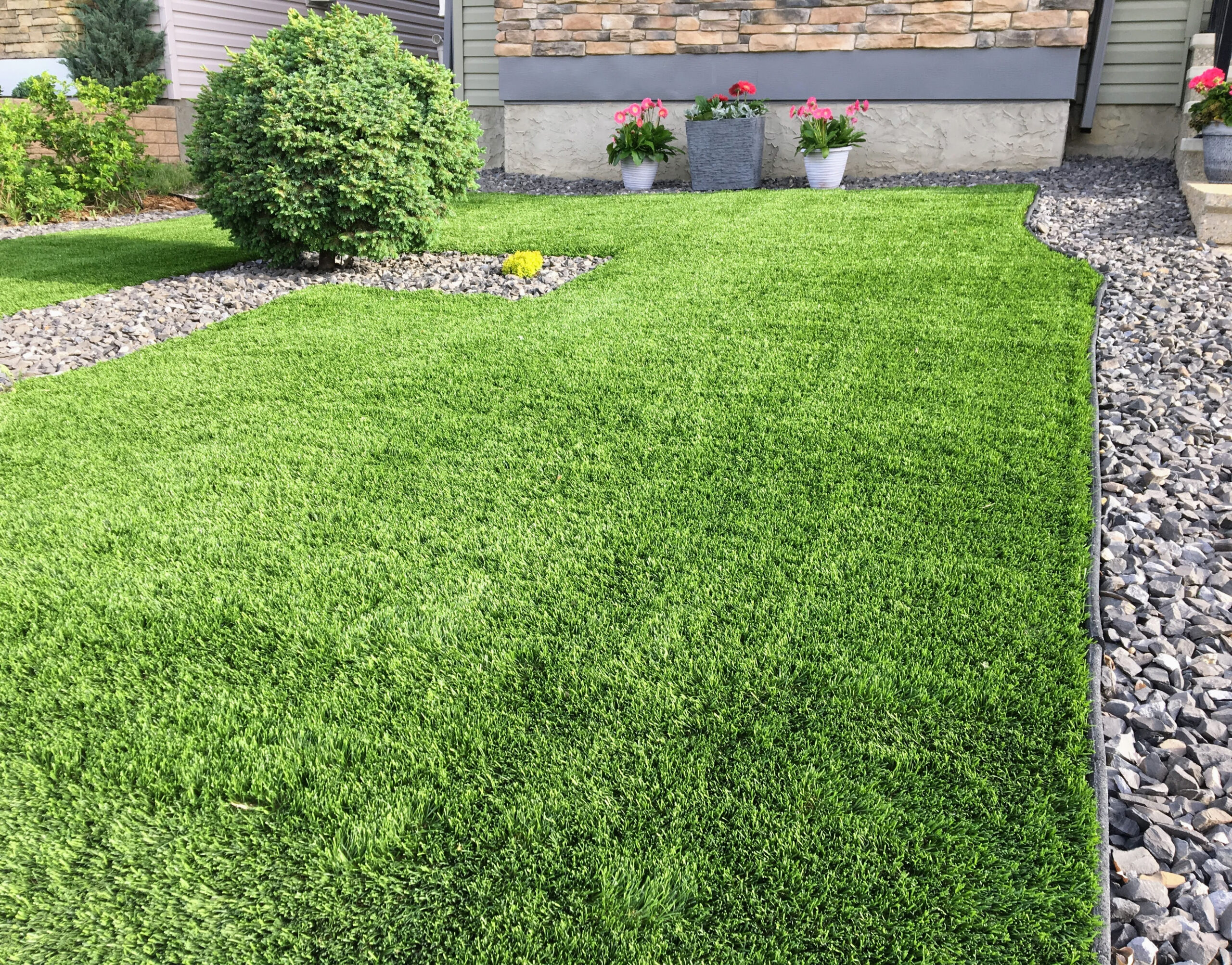 A,Beautiful,Artificial,Lawn,In,The,Front,Yard,With,Nice